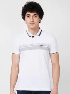SPYKAR Self Design Polo Collar Cotton Slim Fit T-shirt