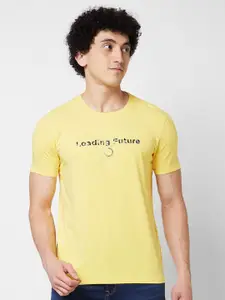 SPYKAR Typography Printed Cotton Slim Fit T-shirt