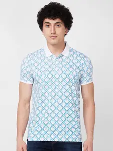 SPYKAR Geometric Printed Polo Collar Slim Fit T-shirt