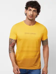 SPYKAR Typography Printed Round Neck Cotton Slim Fit Tshirt