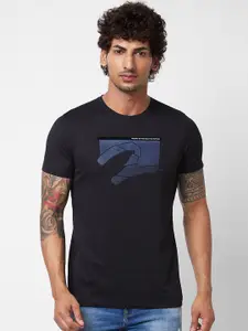 SPYKAR Graphic Printed Round Neck Slim Fit Cotton T-shirt