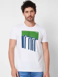 SPYKAR Graphic Printed Round Neck Cotton Slim Fit T-shirt