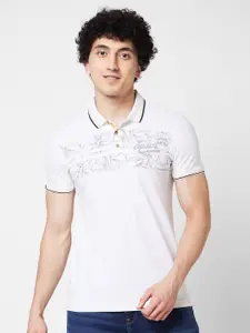SPYKAR Self Design Polo Collar Cotton Slim Fit T-shirt
