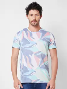 SPYKAR Round Neck Short Sleeves Printed Slim Fit Cotton T-shirt
