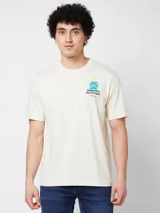 SPYKAR Round Neck Short Sleeves Relaxed Fit Cotton T-shirt
