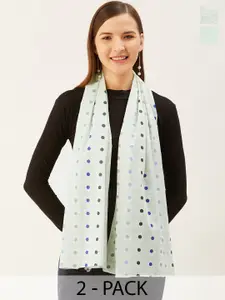 Trend Arrest Pack Of 2 Polka Dots Printed Scarves