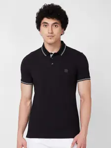 SPYKAR Polo Collar Short Sleeves Slim Fit Cotton T-shirt