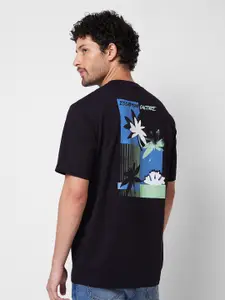 SPYKAR Round Neck Short Sleeves Abstract Printed Cotton Slim Fit T-shirt