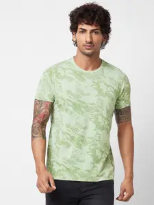 SPYKAR Round Short Sleeves Printed Slim Fit Cotton T-shirt
