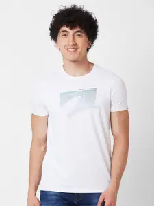 SPYKAR Round Neck Short Sleeves Typography Printed Slim Fit Cotton T-shirt