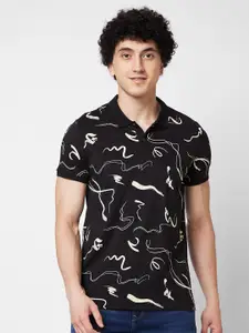 SPYKAR Printed Polo Collar Slim Fit Cotton T-shirt