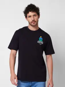 SPYKAR Typography Printed Round Neck Cotton Tshirt