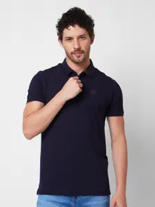 SPYKAR Polo Collar Short Sleeves Cotton Slim Fit T-shirt