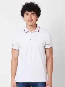 SPYKAR Polo Collar Short Sleeves Cotton Slim Fit T-shirt