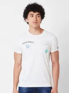 SPYKAR Typography Cotton Slim Fit T-shirt