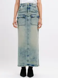 FREAKINS Straight Patch Pocket Retro Midi Skirts