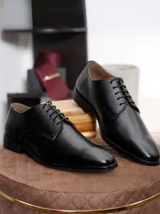 Louis Stitch Men Jet Black Premium Italian Leather Formal Derby Shoes