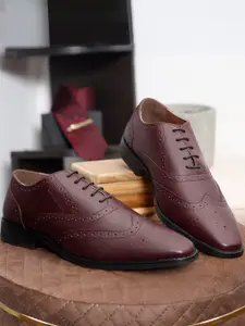LOUIS STITCH Men Rosewood Premium Italian Leather Formal Brogue Shoes