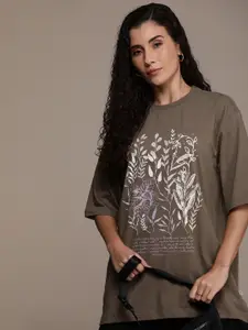 The Roadster Life Co. Printed Drop-Shoulder Sleeves Oversized T-shirt