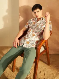 DENNISON Floral Block Printed Oversized Casual Shirt