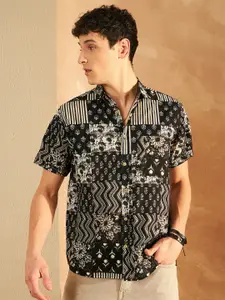 DENNISON Block Printed Oversized Lightweight Casual Shirt
