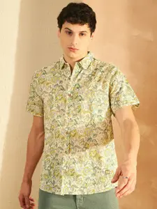 DENNISON Floral Block Printed Oversized Casual Shirt