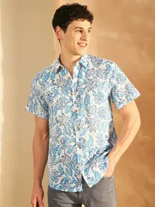 DENNISON Block Printed Schiffli Oversized Casual Shirt