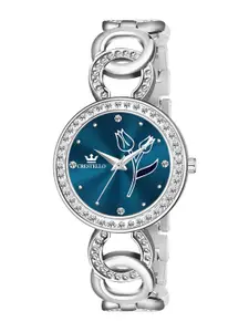 CRESTELLO Women Embellished Dial & Bracelet Style Straps Analogue Watch CR-JWL142-BLU