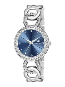 CRESTELLO Women Embellished Dial & Bracelet Style Straps Analogue Watch CR-JWL139-BLU