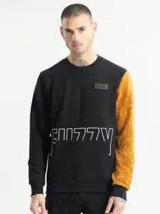 Snitch Round Neck Long Sleeves Alphanumeric Printed Sweatshirt