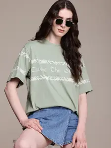 The Roadster Life Co. Printed Drop-Shoulder Sleeves Oversized T-shirt