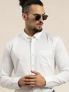 Hancock Smart Slim Fit Button-Down Collar Long Sleeves Pure Cotton Formal Shirt