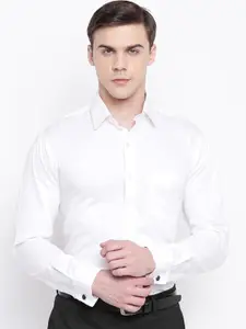 Hancock Men Relaxed Spread Collar Long Sleeves French Cuff Pure Cotton Formal Shirt