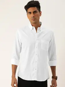 Hancock Comfort Slim Fit Button-Down Collar Long Sleeves Pure Cotton Casual Shirt
