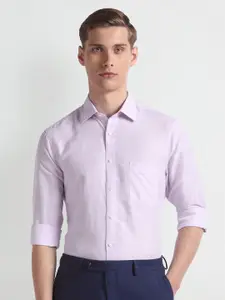 Arrow Textured Long Sleeves Linen Cotton Twill Formal Shirt