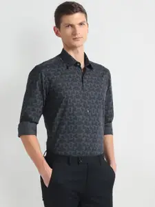 Arrow New York Printed Spread Collar Pure Cotton Slim Fit Formal Shirt