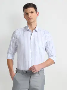 Arrow Striped Spread Collar Slim Fit Opaque Cotton Formal Shirt