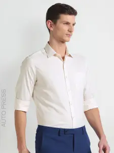 Arrow Striped Spread Collar Long Sleeves Slim Fit Opaque Autopress Formal Shirt