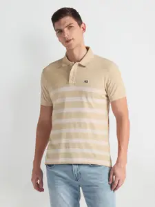 Arrow Sport Striped Polo Collar Short Sleeves Cotton Regular Fit Casual T-shirt
