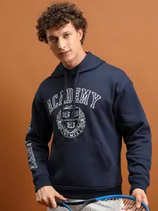 HIGHLANDER Typography Printed Hooded Relaxed Fit Pullover Sweatshirt