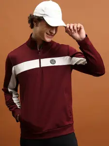 HIGHLANDER Colourblocked Mock Collar Half Zipper Pullover Sweatshirt