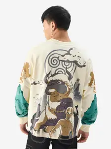 The Souled Store Beige Avatar Printed Oversized Pure Cotton T-shirt