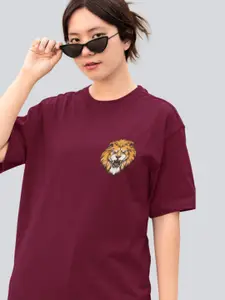 Slenor Women Printed Oversized  Cotton T-shirt