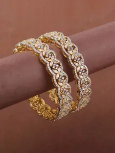 Mirana Set Of 2 Gold Plated American Diamond Studded Bangles