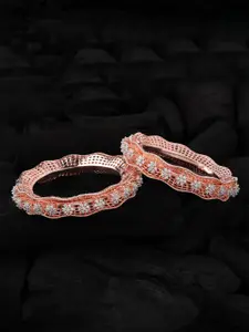 Mirana Set Of 2 Rose Gold-Plated American Diamond-Studded Bangles