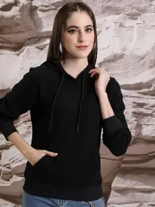 Tokyo Talkies Black Hooded Kangaroo Pocket Sweatshirt