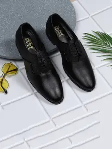 HikBi Men Textured Leather Formal Derbys