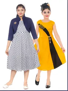 BAESD Girls Pack Of 2 Printed A-Line Midi Dresses