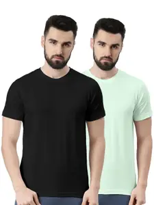 VEIRDO Pack Of 2 Round Neck Cotton T-shirts