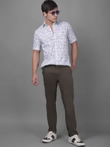 Crimsoune Club Classic Abstract Printed Cotton Spread Collar Slim Fit Opaque Casual Shirt